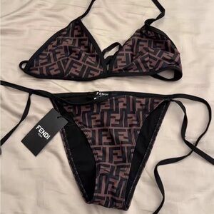 Fend Double F Letter Print Bikini Swimsuit